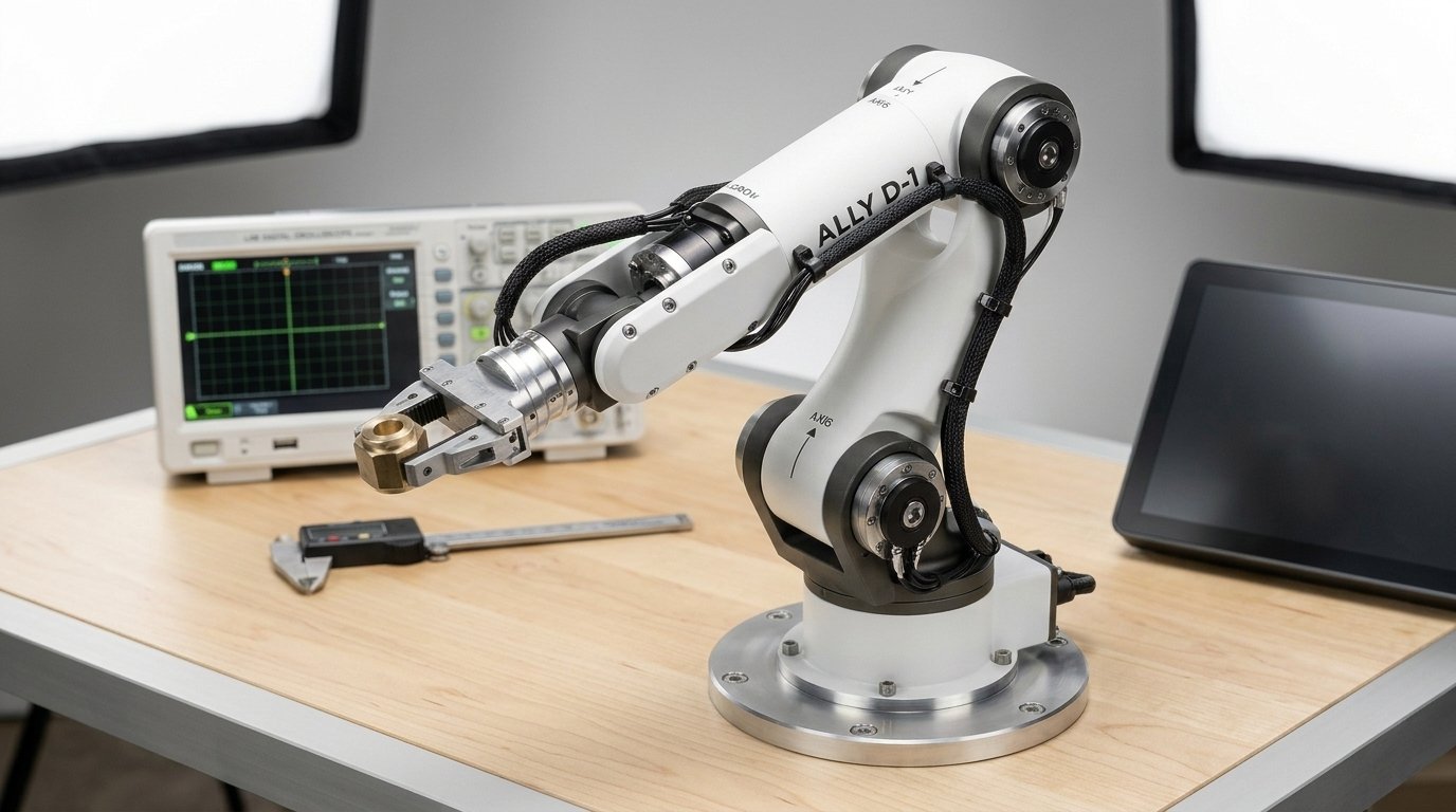 ALLY D-1 Desktop Robot on Engineering Workbench